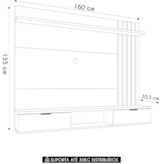 Painel Para TV Suspenso 55 Pol 160cm Aster H01 Cinamomo/Off - Mpozenat