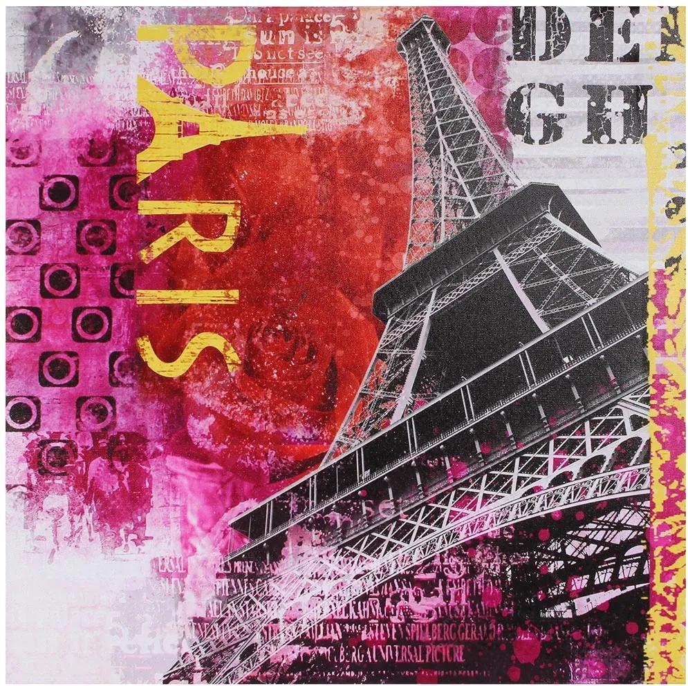 Tela Impressa Eiffel Vermelho e Rosa Fullway - 50x50 cm