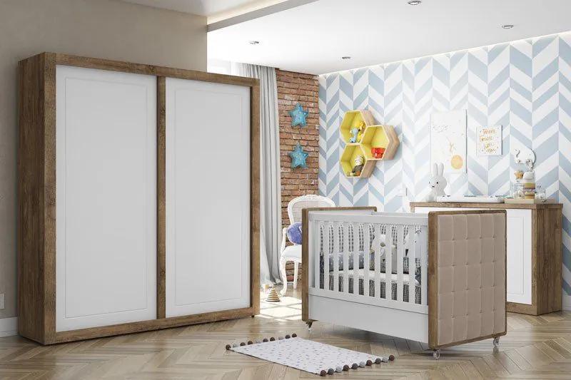 Quarto de Bebê Completo Branco Soft com Teka Tutto New Portas de Correr - Matic Móveis