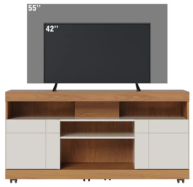 Rack para Sala Bancada de TV 47 Pol 136cm Ariele Freijó/Off White C04 - D'Rossi