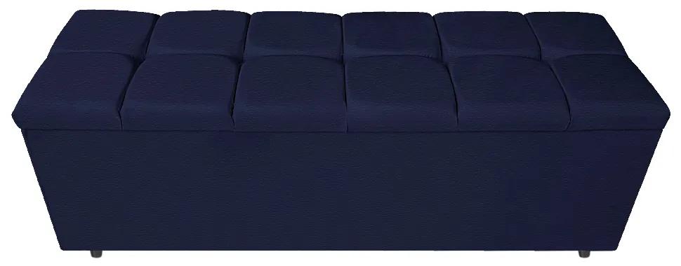 Calçadeira Estofada Manchester 140 cm Casal Corano Azul Marinho - ADJ Decor