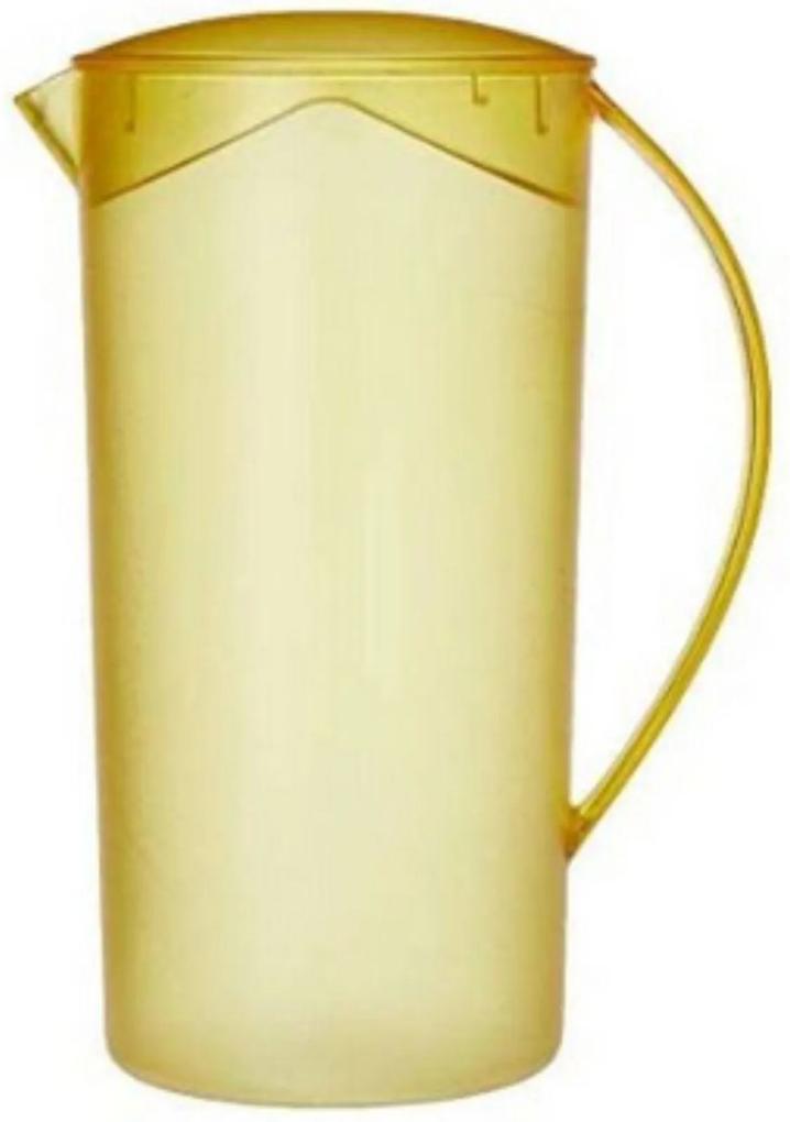 Jarra Suco Água Redonda Cristal 2 Litros Amarelo - Ou
