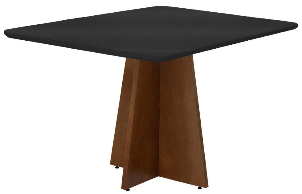 Mesa Para Sala de Jantar Karina 1,35 m Tampo Vidro Preto