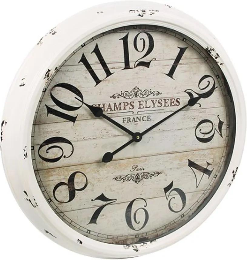 Relógio de Parede Champs Elysees France Branco em Ferro - 52x52 cm