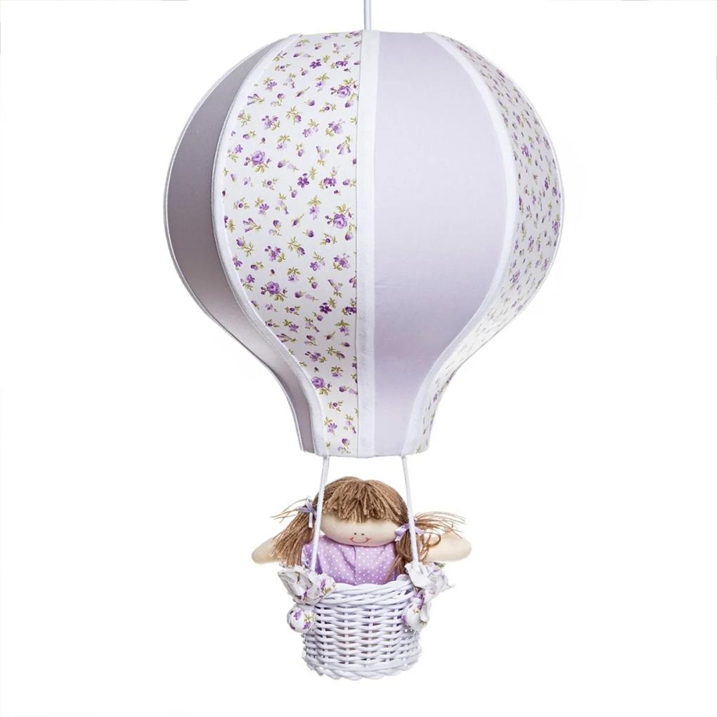 Lustre Balão Grande Com Boneca Quarto Bebê Infantil Potinho de Mel Lilás