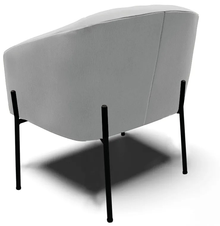 Poltrona Decorativa Pé de Ferro Preto Kit 2 Stella Suede Cinza D03 - D'Rossi