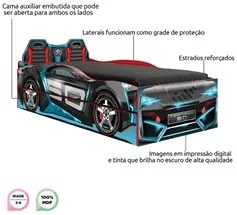 Bicama Infantil Carro Brilha no Escuro 100%MDF Twister P13 Vermelho -