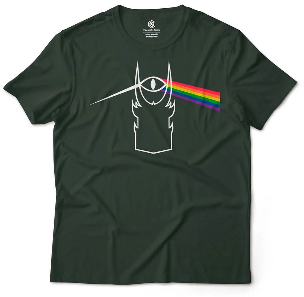 Camiseta Unissex Olho Sauron Prisma Cores Senhor dos Anéis - Azul Marinho - G