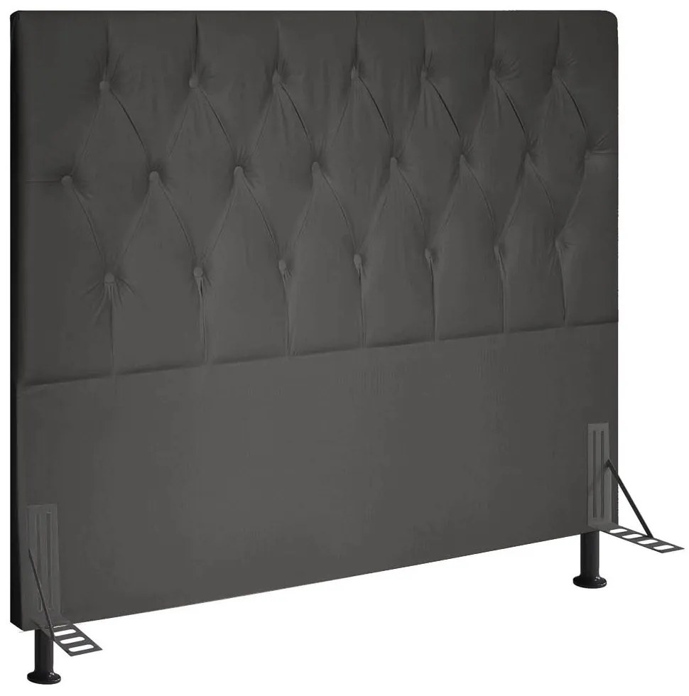 Cabeceira Topázio Para Cama Box Casal 140 cm Suede Grafite - D'Rossi