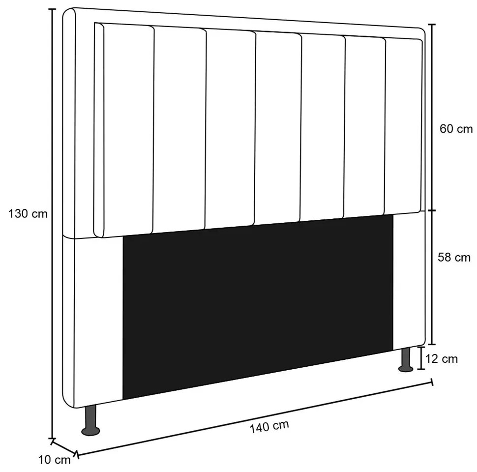 Cabeceira Opala Para Cama Box Casal 140 cm Suede - D'Rossi - Bege