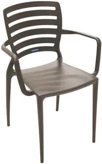 Cadeira Sofia com braços encosto horizontal marrom Tramontina