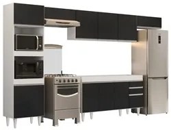 Armário de Cozinha Modulada 5 Peças CP13 Balcão Branco/Preto - Lumil