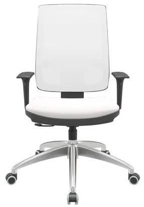 Cadeira Office Brizza Tela Branca Assento Vinil Branco RelaxPlax Base Aluminio 120cm - 63846 Sun House