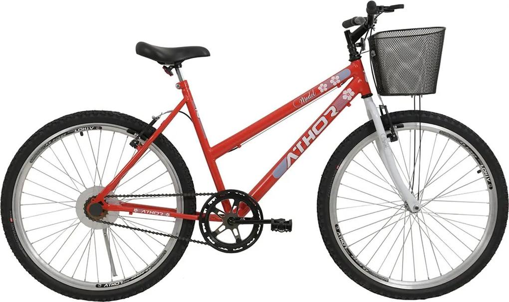 Bicicleta Aro 26 Sem Marcha Model Vermelha com cestÁo Athor Bikes