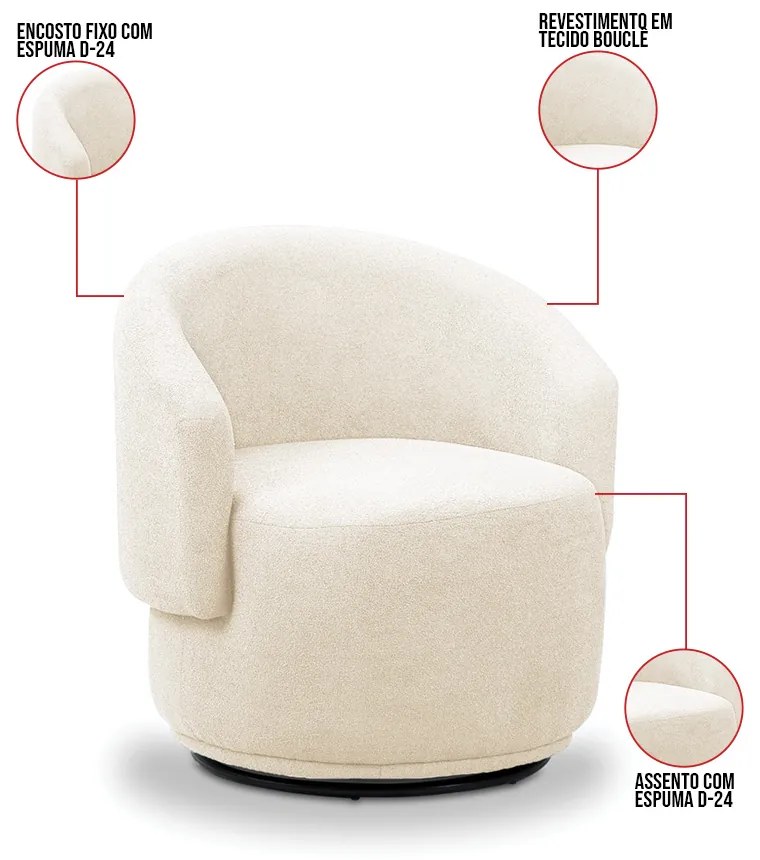 Poltrona Decorativa Orgânica Névoa Bouclê E03 - D'Rossi - Bege