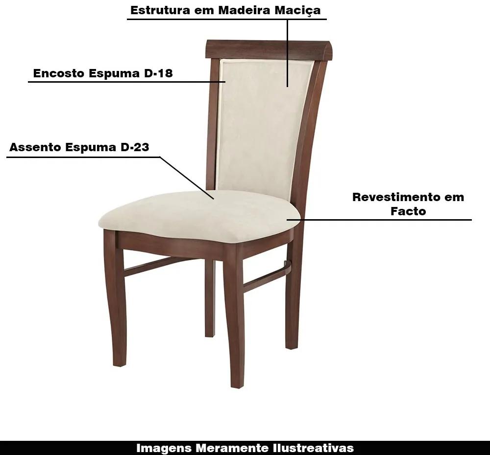 Kit 5 Cadeiras Decorativa Sala de Jantar Madeira Maciça Fabregas Facto Pérola/Capuccino G42 - Gran Belo