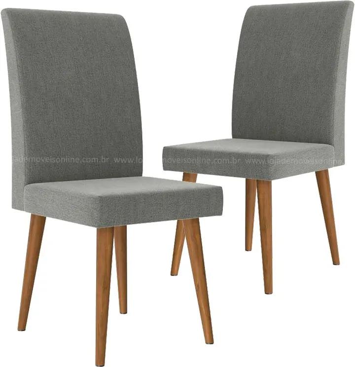 Cadeira Para Sala De Jantar Retrô Jade Rv Móveis (2 Unidades) - Cinza