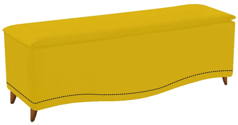 Calçadeira Estofada Yasmim 140 cm Casal Corano Amarelo - ADJ Decor