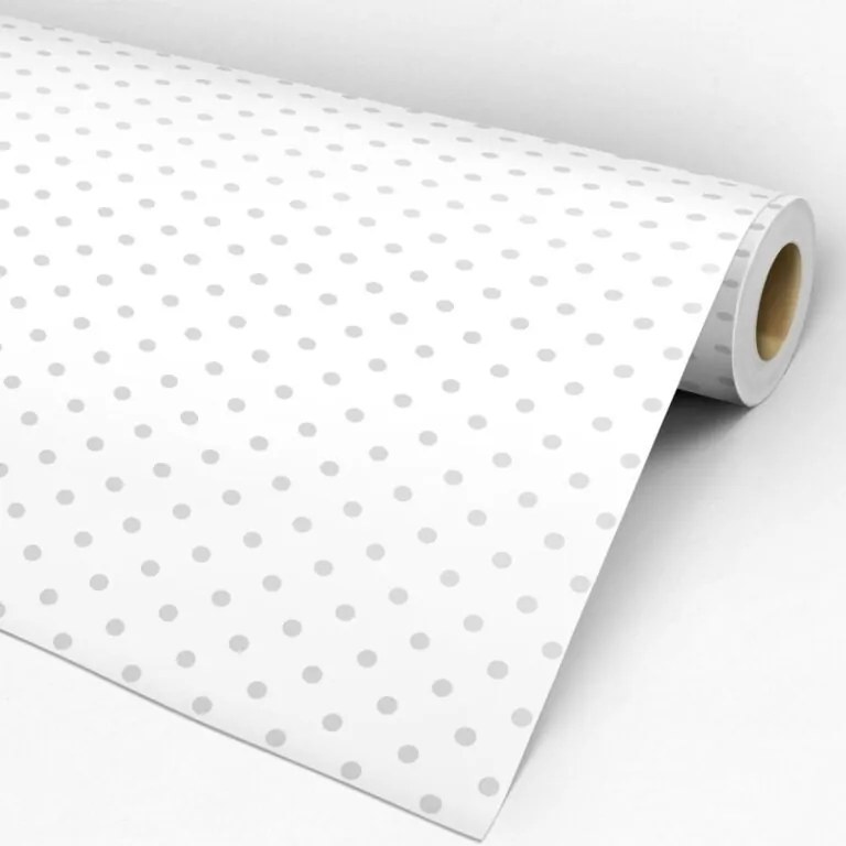 Papel de Parede poá branco e cinza 0.52m x 3.00m