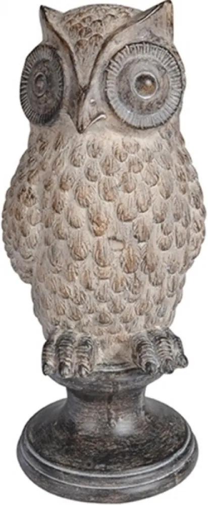 escultura coruja JULIETA resina bege 15cm Ilunato QC0328