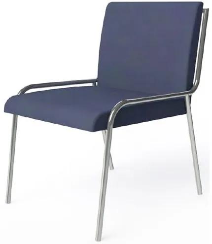 Cadeira Alana Azul Escuro Estofada Estrutura Aco Cromado - 41039 Sun House