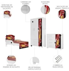 Quarto Infantil 3 Peças Com Mini Cama Carro Vermelho Z53 - Mpozenat