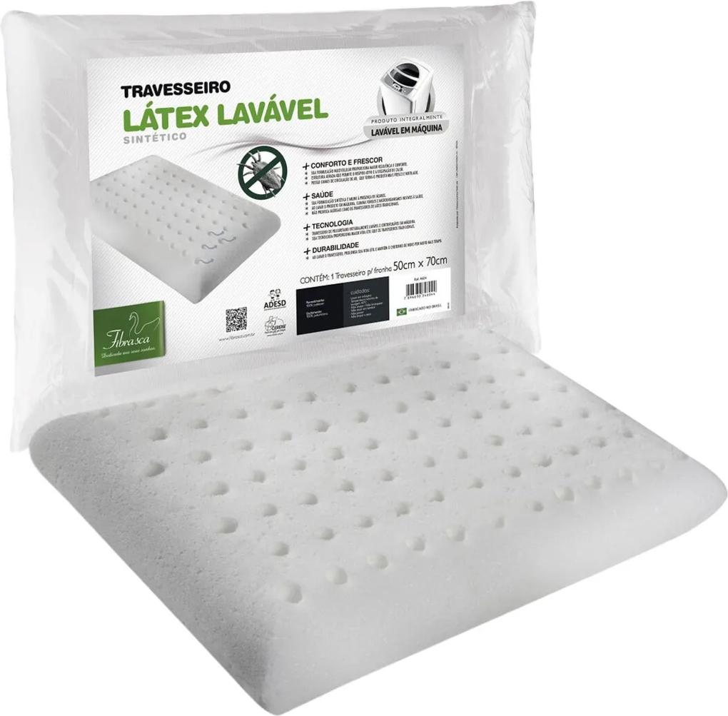 Travesseiro Fibrasca Latex Plus Sintético Lavável 50x70cm Branco