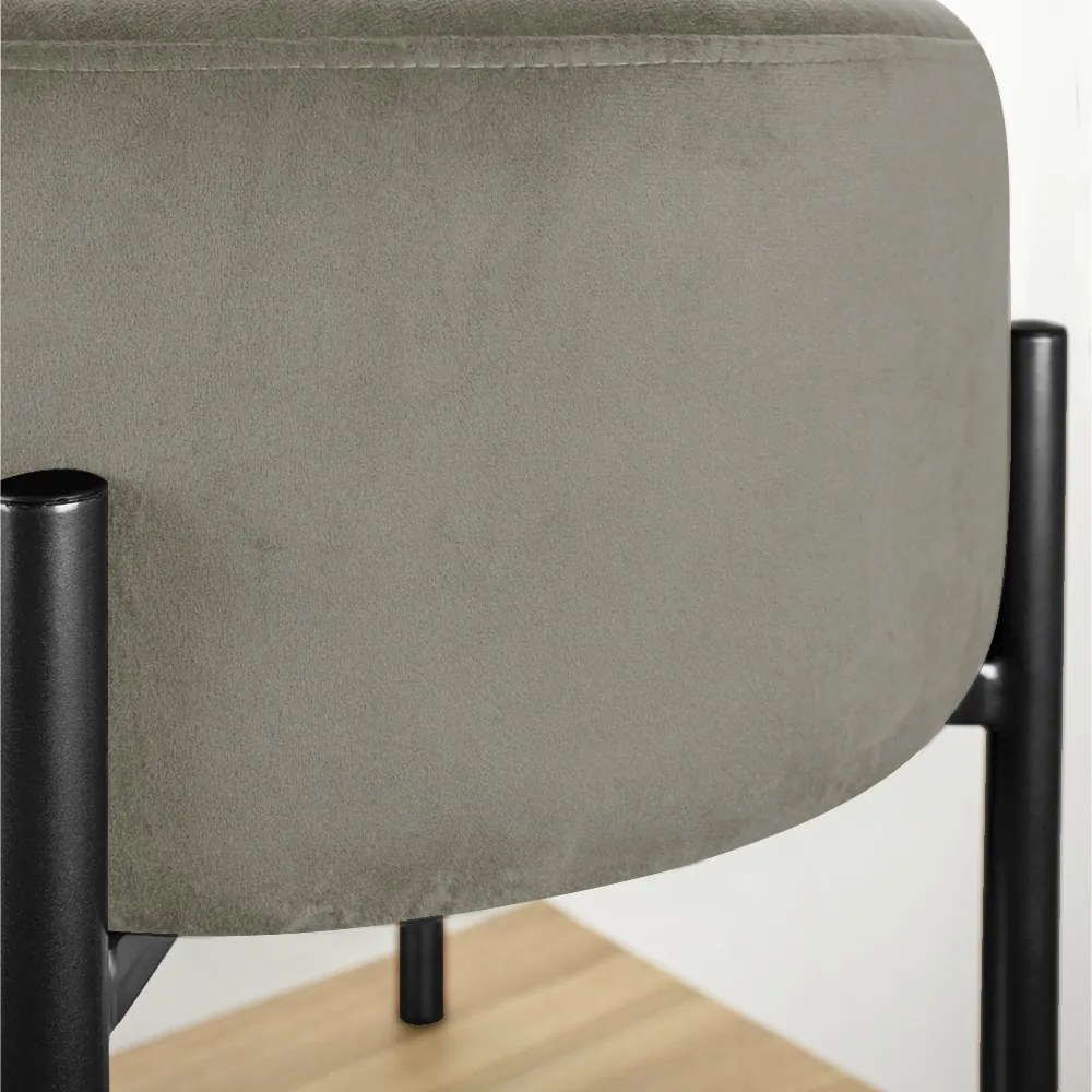 Puff Banqueta Decorativo Industrial Preto Iron Suede D03 - D'Rossi - Marrom Rato