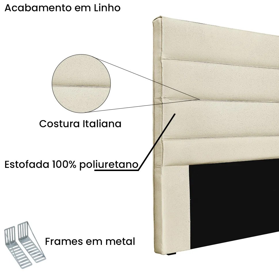 Cabeceira Cama Box King 195 cm Arles Linho S04 - D'Rossi - Perola