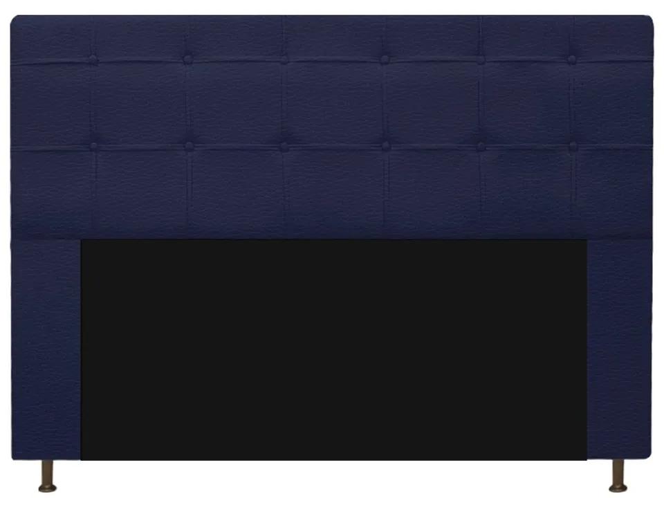 Kit Cabeceira e Calçadeira Baú Estofada Mel 195 cm King Size Com Capitonê Corano Azul Marinho - ADJ Decor