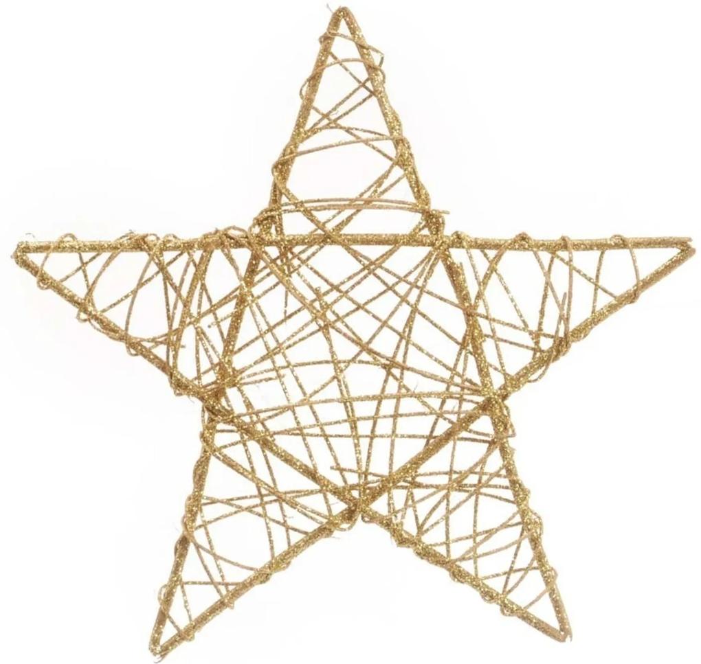 Estrela Rattan Decoração Natal 30Cm Dourado