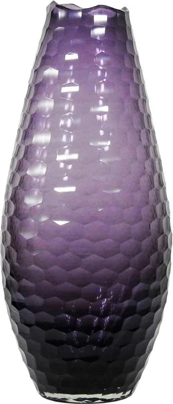 Vaso Decorativo em Vidro na Cor Violeta - 43x18,5cm