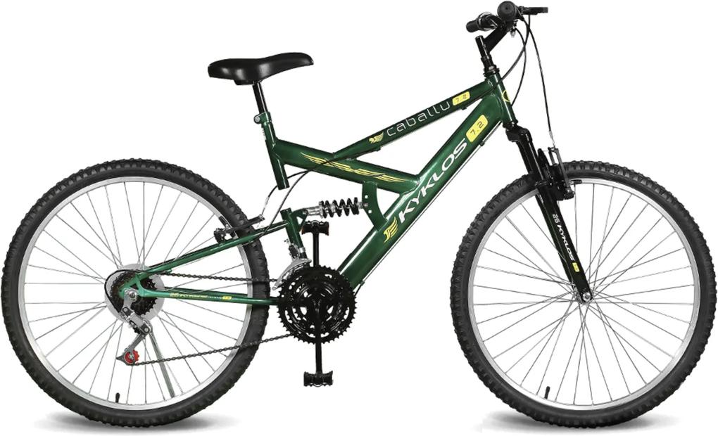 Bicicleta Kyklos Bikes Aro 26 Caballu 7.2 Alumínio Natural 21V Verde Bandeira