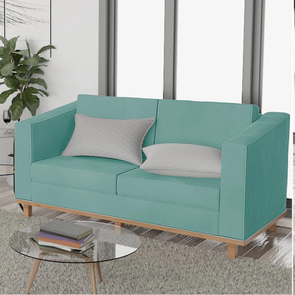 Kit Sofá 2 Lugares e 2 Poltronas Europa Suede Azul Tiffany ADJ Decor