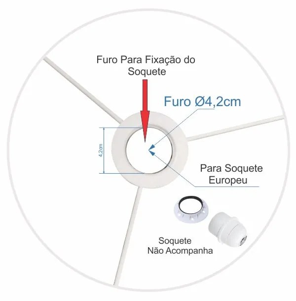 Cúpula abajur e luminária cilíndrica vivare cp-8008 Ø20x25cm - bocal europeu