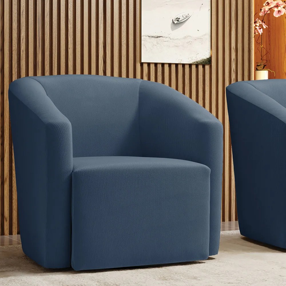Poltrona Decorativa Base Giratória Stella Max Suede Azul Marinho D03 - D'Rossi