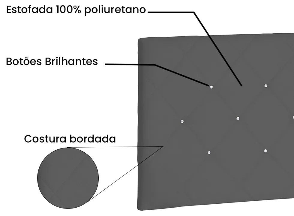 Cabeceira Painel Tânia Para Cama Box Queen 160 cm Suede - D'Rossi - Cinza