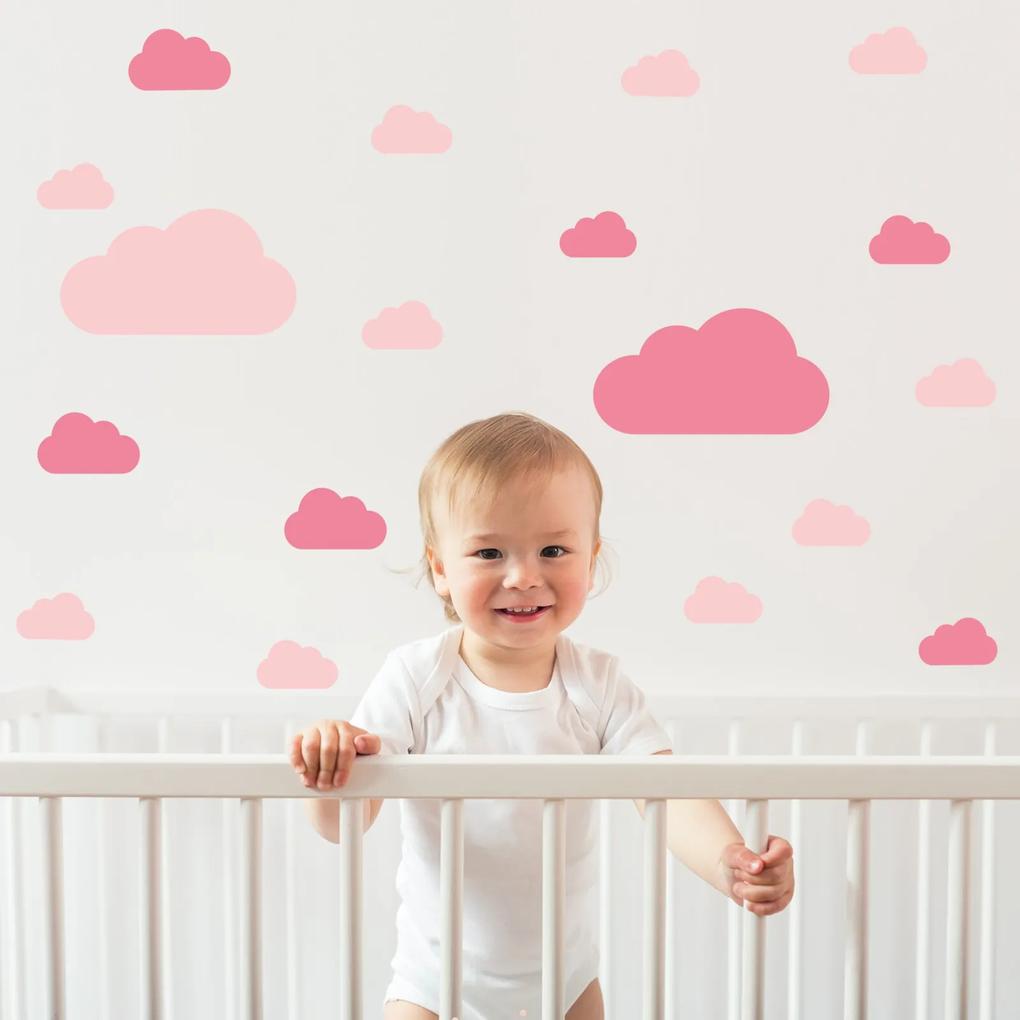 Adesivo de Parede Infantil Quartinho Nuvens Rosa