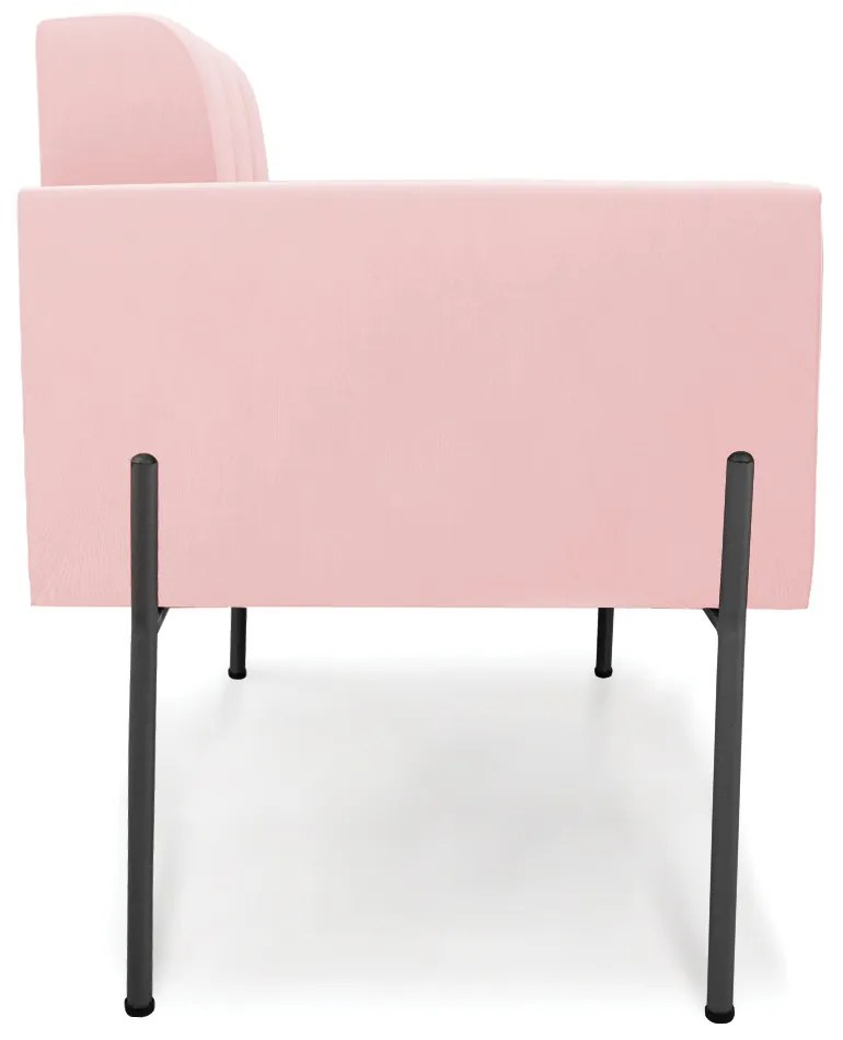 Poltrona Pé de Ferro Preto para Sala Elisa Suede - D'Rossi - Rosa Bebê