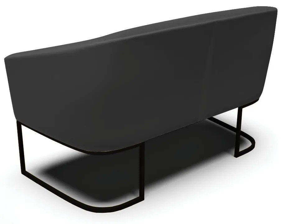 Sofá 2 Lugares Namoradeira Industrial Preto Stella Sintético D03 - D'Rossi - Preto