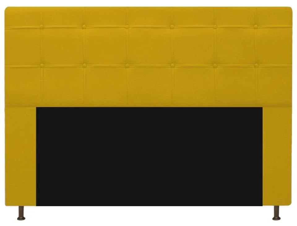 Kit Cabeceira e Calçadeira Baú Estofada Mel 195 cm King Size Com Capitonê Corano Amarelo - ADJ Decor