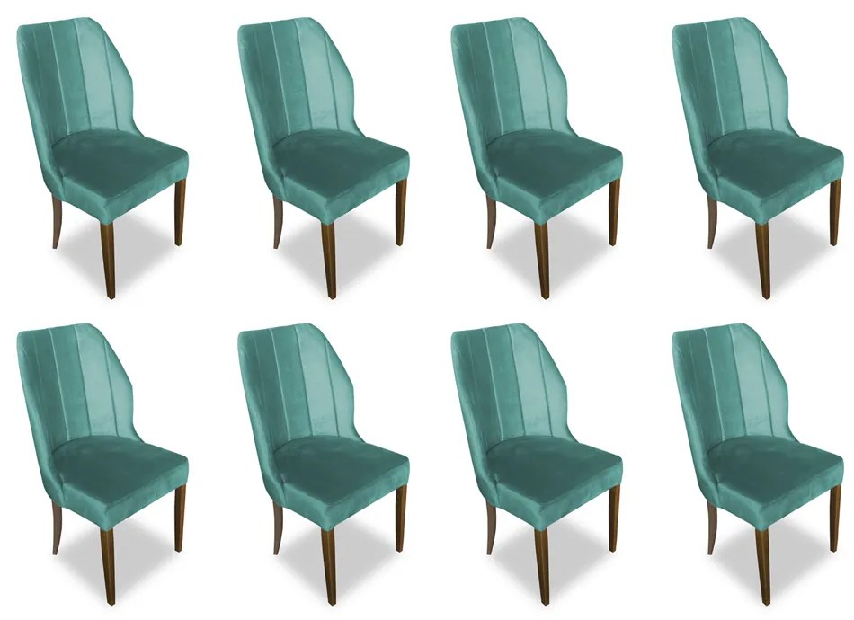 Kit 8 Cadeiras De Jantar Safira Suede Azul Tiffany