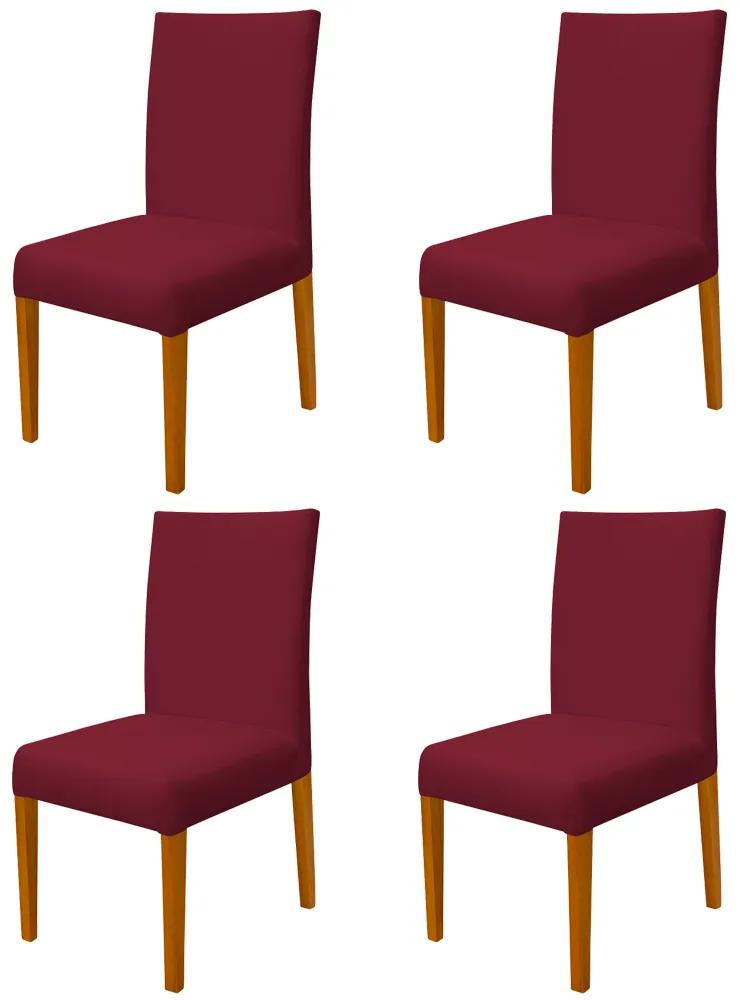 Kit 4 Cadeiras de Jantar Milan Veludo Bordô