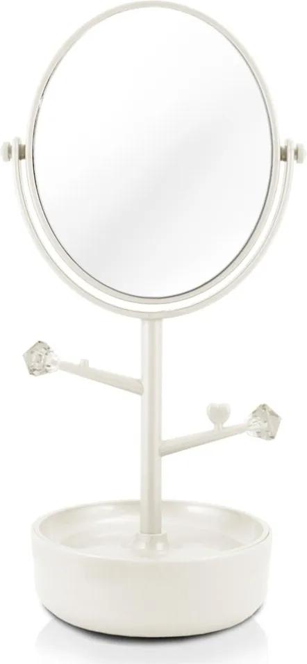 Espelho de Mesa Duplo com Aumento 5x e Porta Bijus Jacki Design Beauty Branco