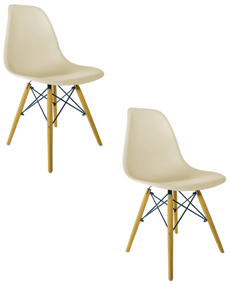 Cadeira Sala de Jantar kit2 Eiffel Eames Base Madeira Nude R02 - D'Rossi