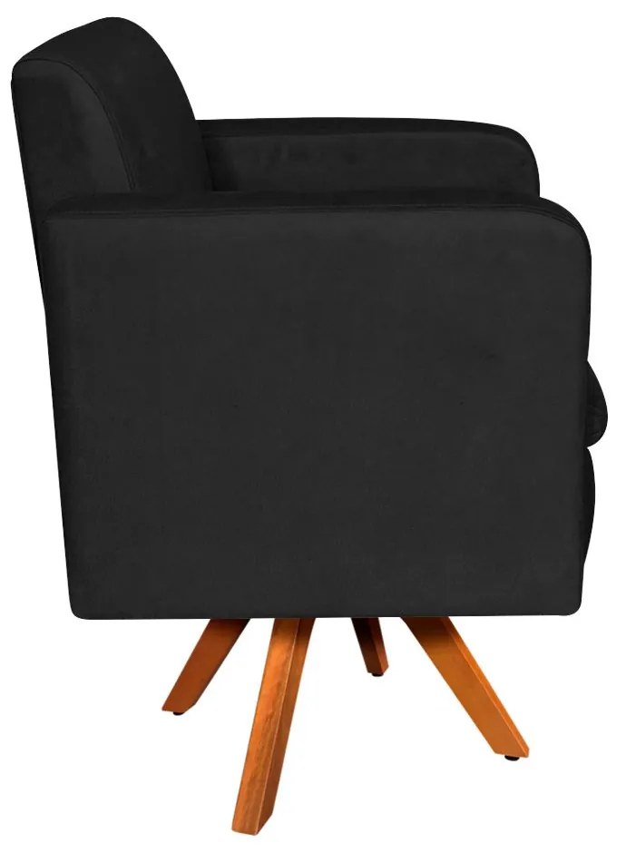 Kit 02 Poltronas Giratória Emília Suede Base Madeira MM30 D'Rossi - Preto