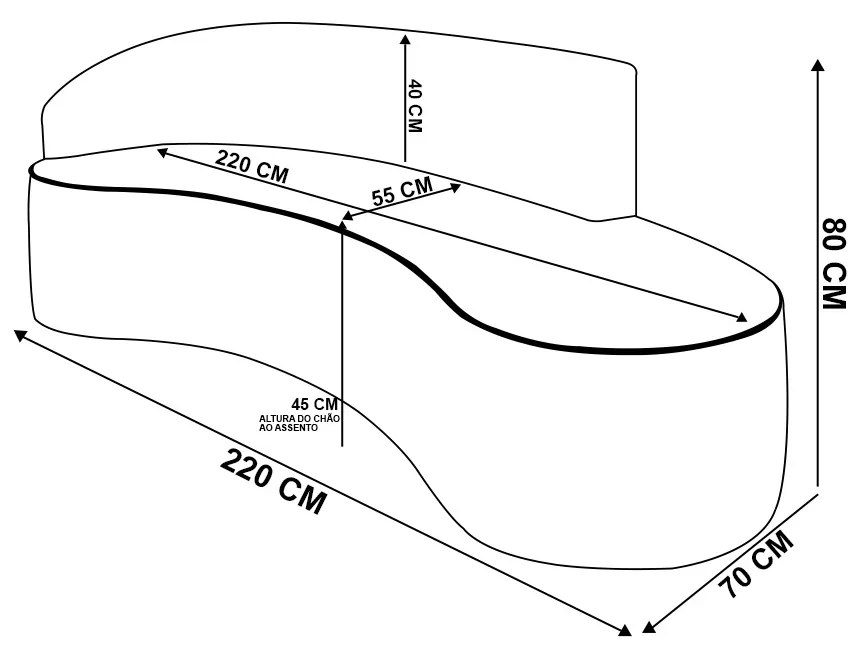 Sofá 4 Lugares Orgânico 220 cm Morgan Veludo D03 - D'Rossi - Cinza