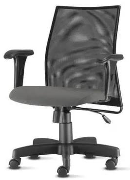 Cadeira Liss com Bracos Curvados Assento Crepe Cinza Escuro Base Metalica Preta - 54653 Sun House