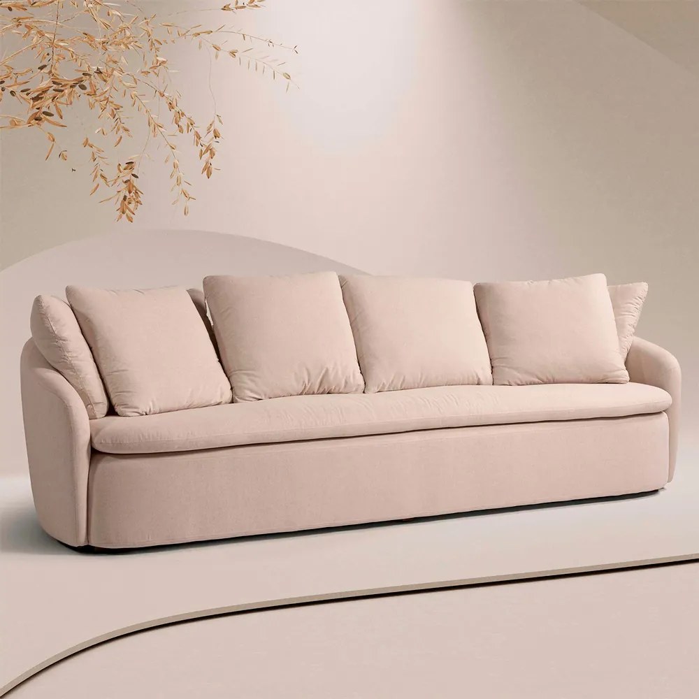 Sofá Living Sala de Estar Toscana 270cm 3 Lugares Veludo Luxo Bege G92 - Gran Belo