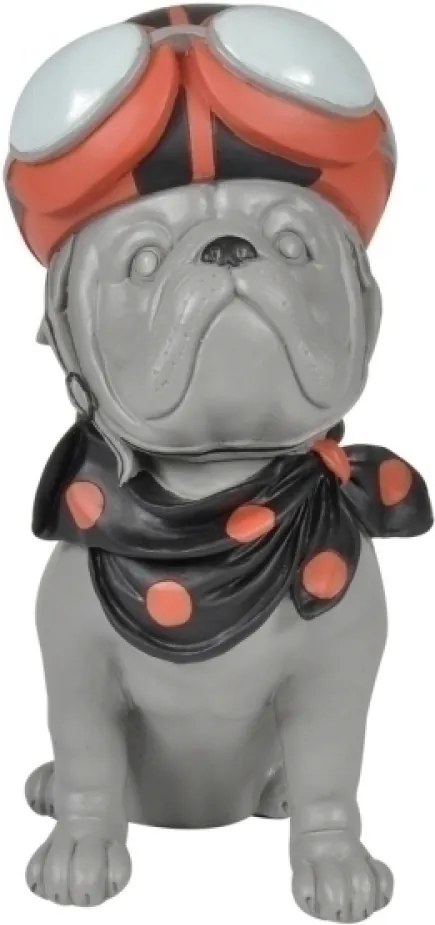 escultura cachorro BULLDOG resina cinza 18cm Ilunato QC0413